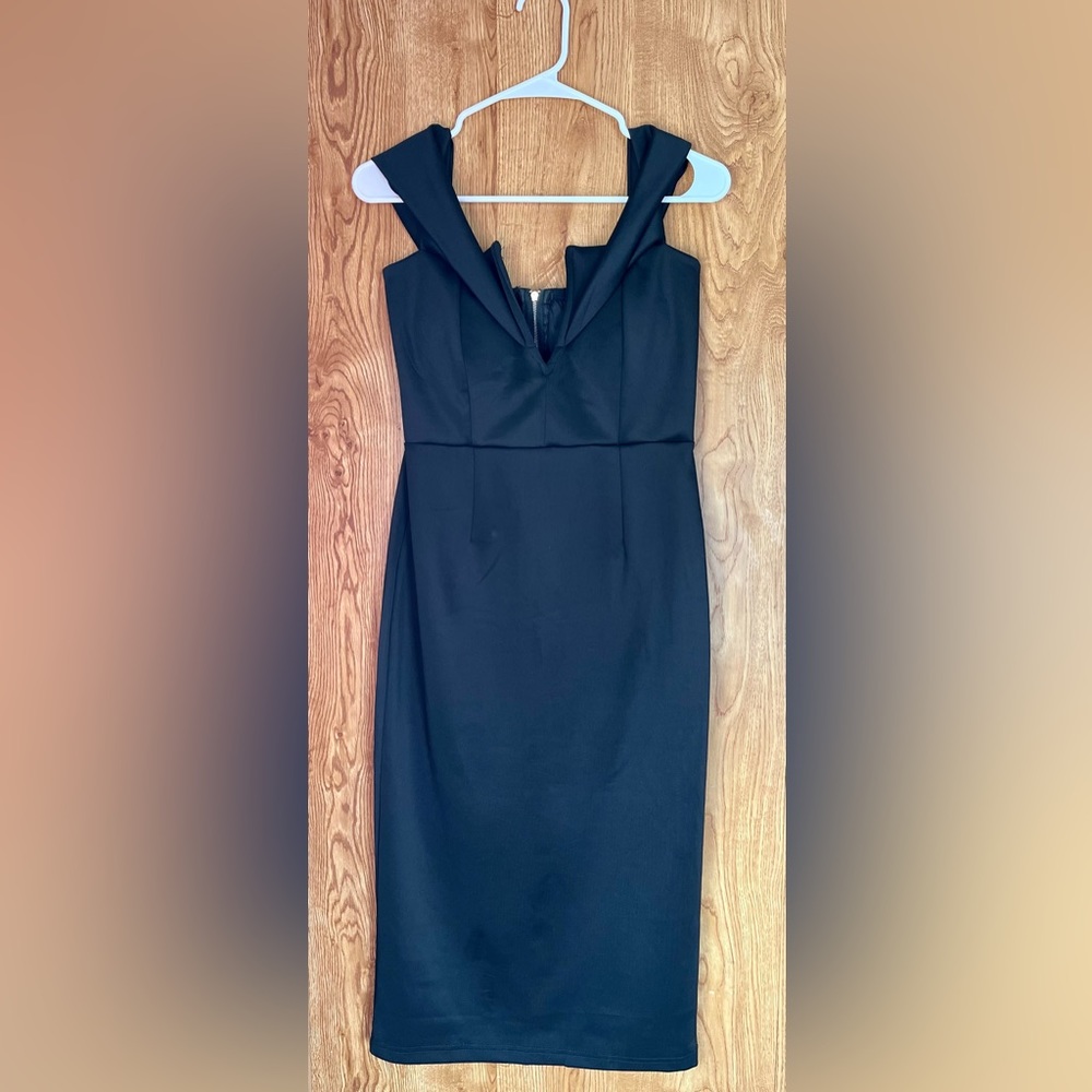 Black V Neck Off The Shoulder Dress